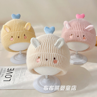 宝宝帽子冬季可爱套头帽婴儿冬天加厚保暖毛线帽男女童卡通针织帽