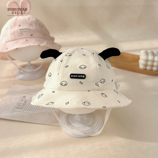 婴儿帽子春秋薄款可爱遮阳防晒渔夫帽男女宝宝夏季外出卡通太阳帽
