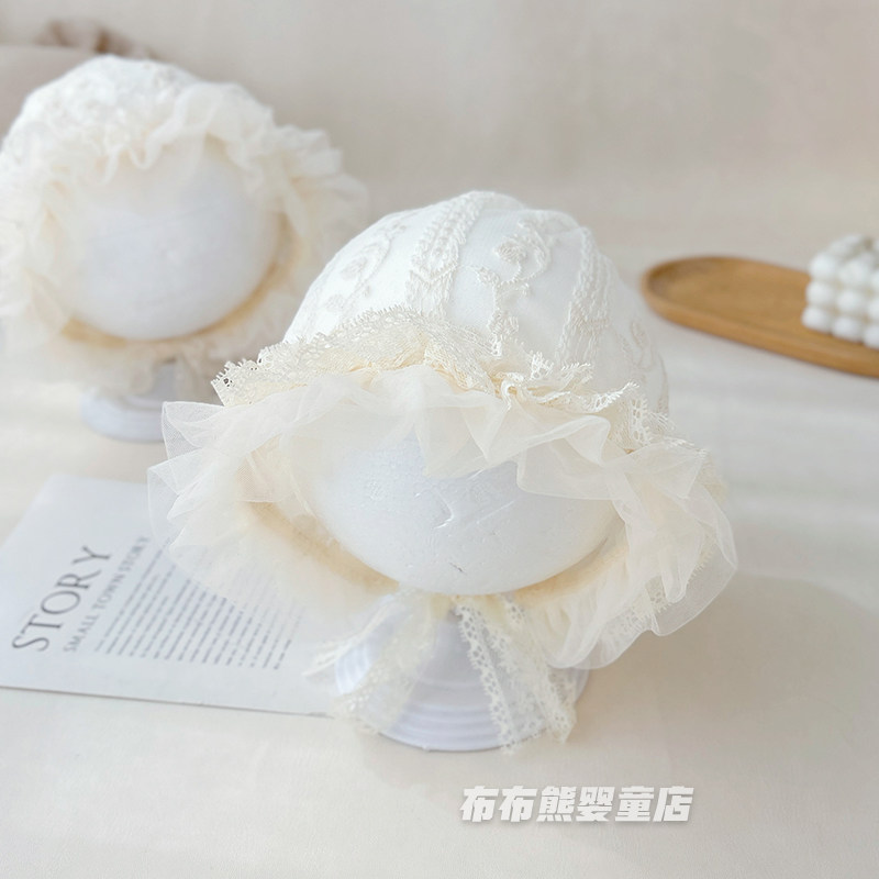 女宝宝夏季薄款蕾丝公主防晒帽