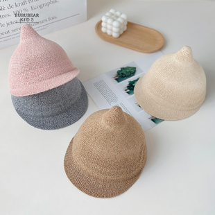 宝宝夏季薄款帽子婴儿韩版ins鸭舌帽儿童夏天遮阳防晒帽男童草帽