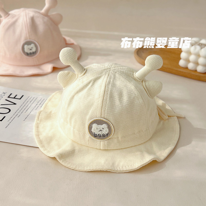 宝宝帽子春秋薄款遮阳防晒帽婴儿秋季可爱渔夫帽婴幼儿可调节盆帽