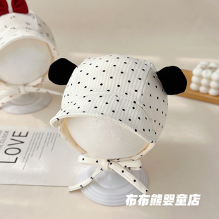 婴儿帽子春秋款韩版洋气遮阳帽男女宝宝秋天外出防风护耳帽宫廷帽