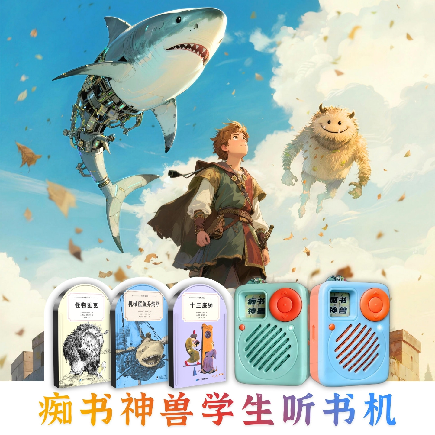 小学1至4年级奇趣中篇听书3卡套装.痴书神兽学生专用听书机故事机图片