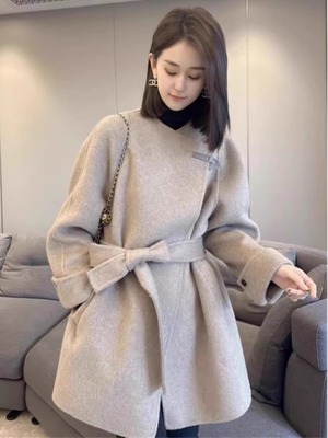 双面羊绒大衣女短款2024高级感