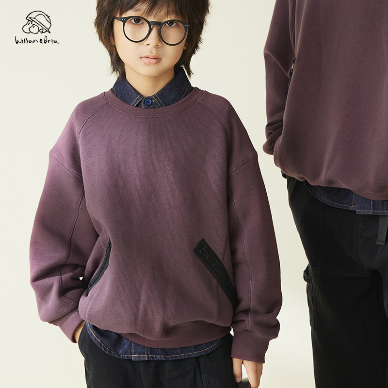 williambeta针织纯色插肩卫衣