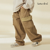 裤 williambeta24冬新款 梭织斜纹弹力底磨毛温暖舒适宽松儿童工装