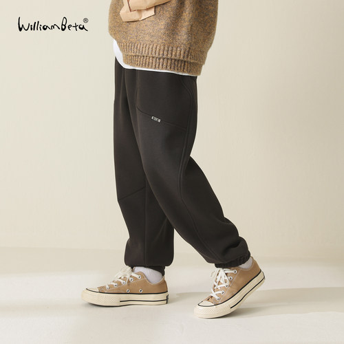 williambeta25冬新款针织温暖厚实奥粒绒儿童卫裤运动裤