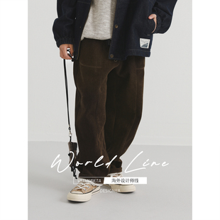 williambeta海外设计师线25冬新款 奥粒绒雪尼尔灯芯绒儿童长裤