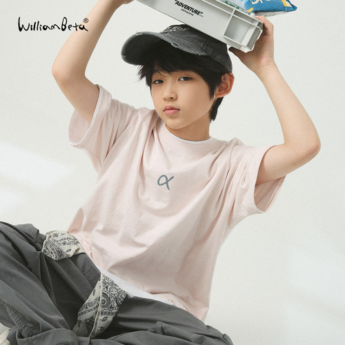 williambeta童装夏新款纯棉竹节吸汗透气儿童短袖T恤