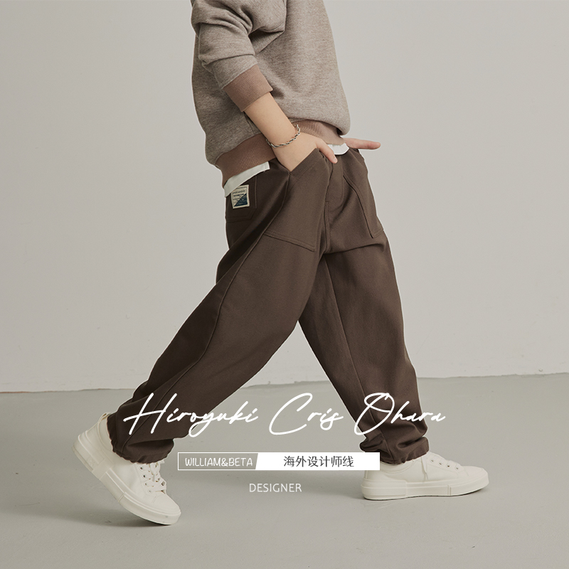 williambeta毛感斜纹休闲长裤