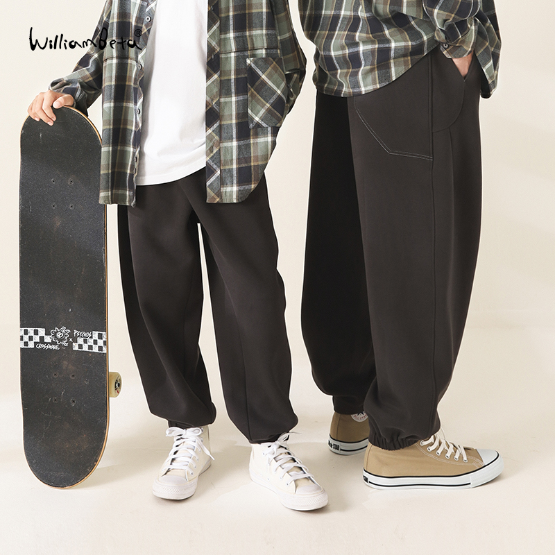 williambeta25秋新款针织双面立裁束脚儿童卫裤运动裤针织裤亲子