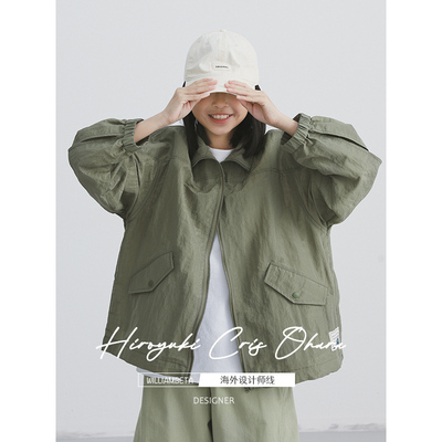 williambeta海外设计师线25早春复古小立领丝光暗格儿童风衣外套