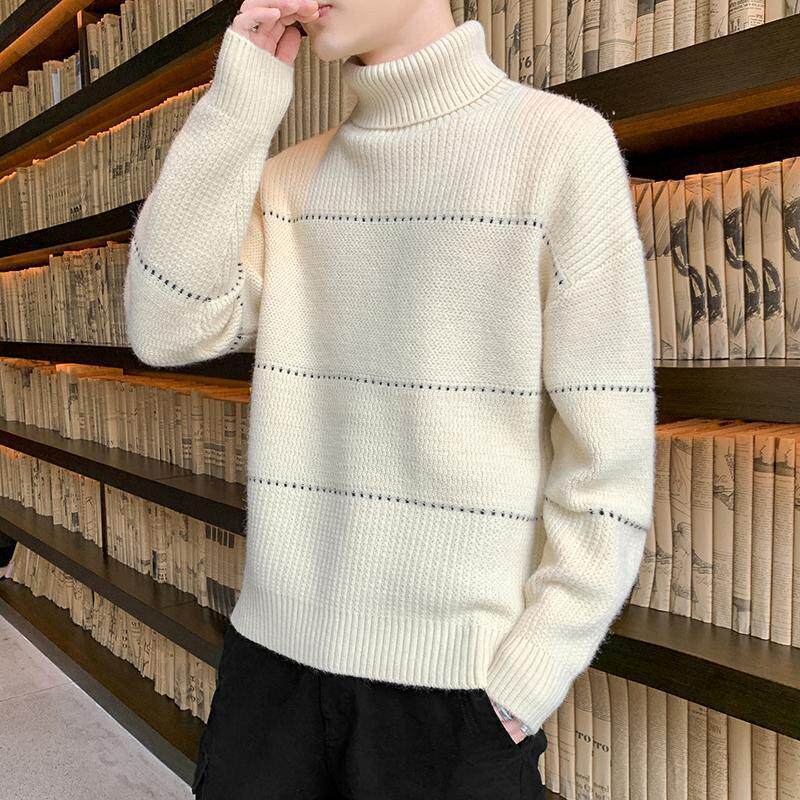 2025秋冬季新款时尚青年线衣修身外套休闲潮针织衫帅气男装毛衣