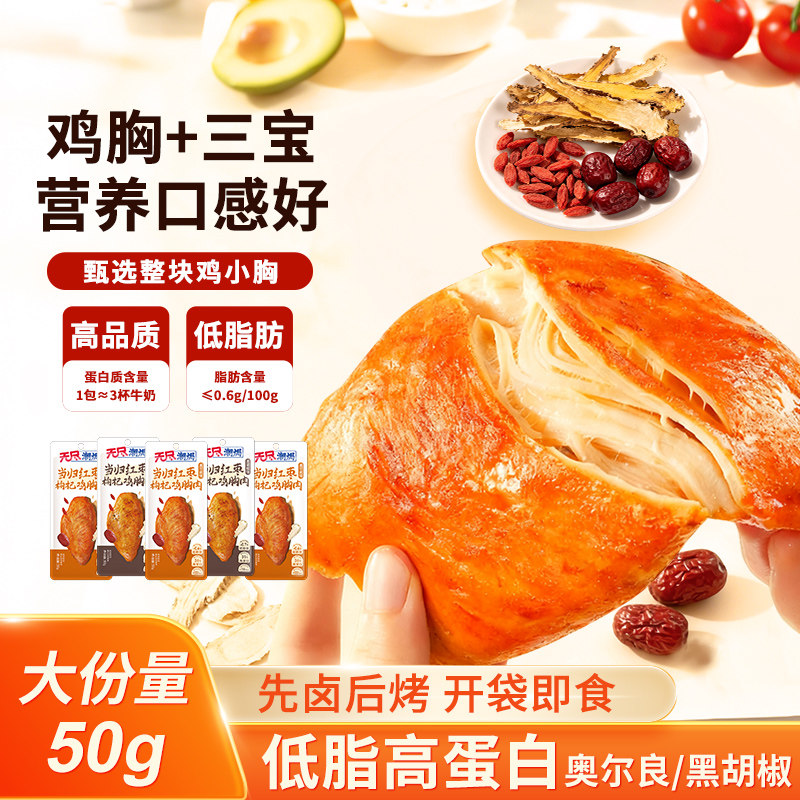 无尽当归红枣枸杞鸡胸肉黑椒味卤味零食即食代餐夜宵小吃广东特产 - 实物图