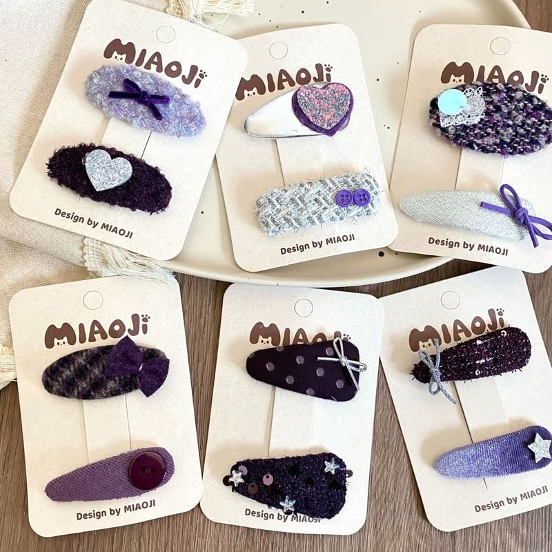 韩系紫色亮片爱心几何儿童发夹