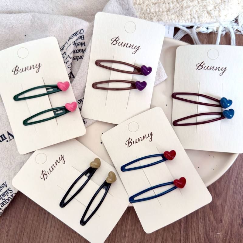 简约莫兰迪爱心发夹碎发刘海夹