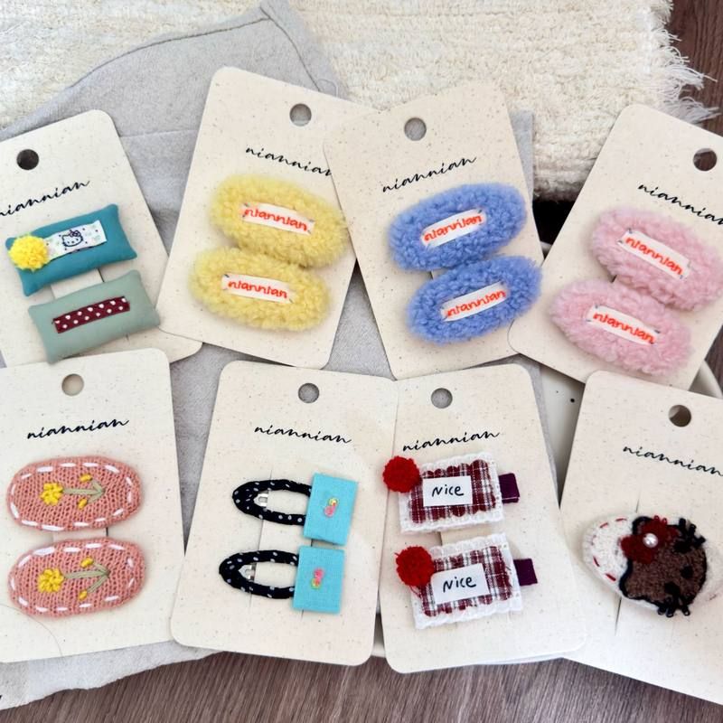 韩版彩色毛绒几何儿童发夹边夹