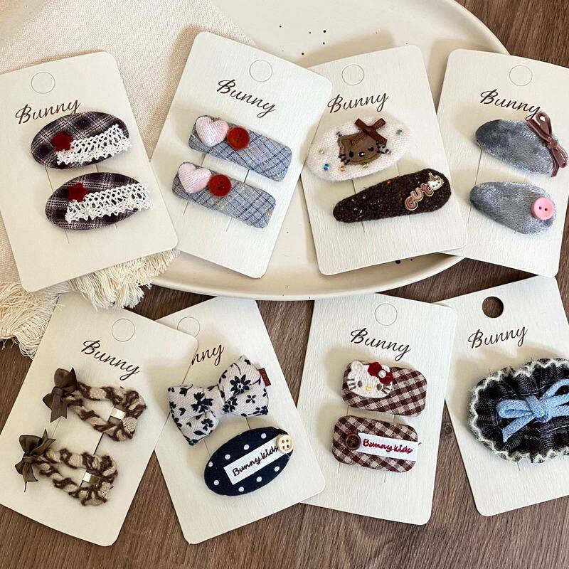 新款蕾丝蝴蝶结爱心猫咪儿童发夹