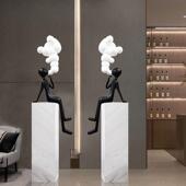 大型落地雕塑人物带灯装 饰摆件售楼部酒店大堂展厅别墅装 置艺术品