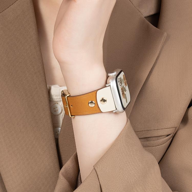适用iwatch8表带S9新款10苹果手表applewatch9夏季S8真皮S7复古7小众S6创意6代SE女款S10高级ultra2皮质运动