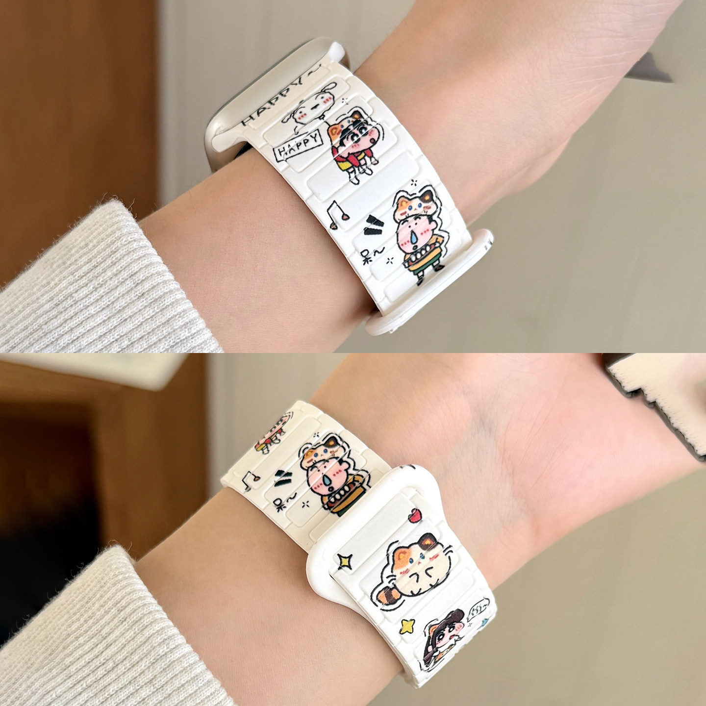 匠戴适用iWatch卡通印花硅胶表带