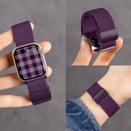 匠戴适用苹果S10手表iwatch9表带applewatch8梅子编织磁吸扣S9创意10高级腕带S8时尚新款8女10智能S7复古小众