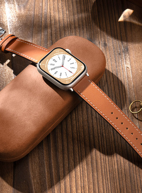 适用iwatch11真皮S11表带S10苹果S9手表S8高级感applewatch8夏季9代S7新款7代男款ultra2创意SE运动S6女智能