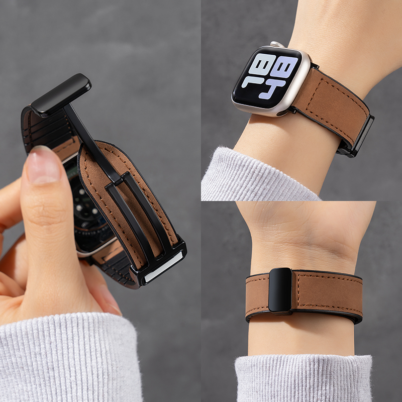 匠戴男女同款iwatch疯马纹皮表带