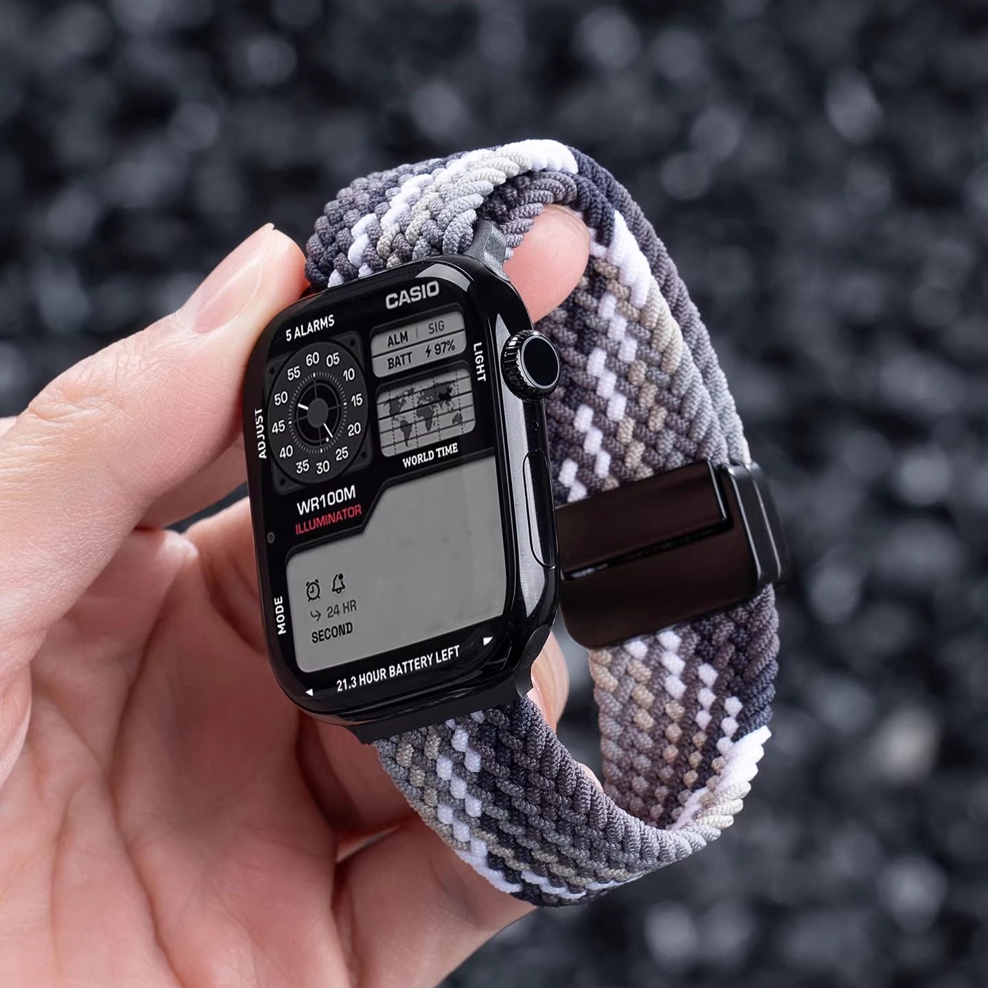 适用苹果S11表带iWatchS10手表AppleWatch9磁吸ultra编织SE新款3尼龙2男款S8运动S7透气S6高级S5小众女款腕带