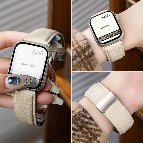 匠戴适用iWatch荔枝纹真皮表带