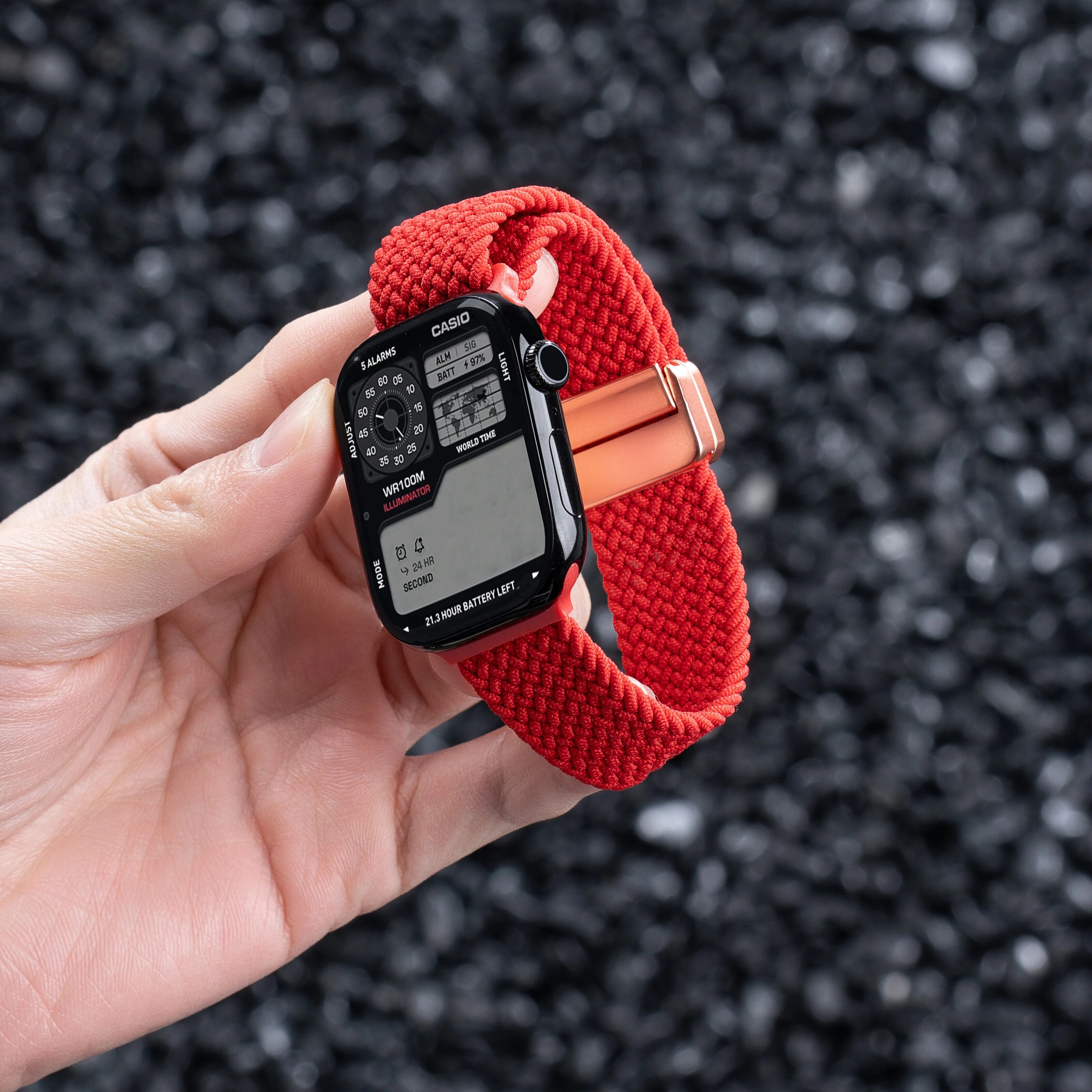 【新年红系列】适用苹果S11表带iWatchS10手表AppleWatch9编织ultra磁吸SE3男款2新款S8运动7高级6透气腕表带