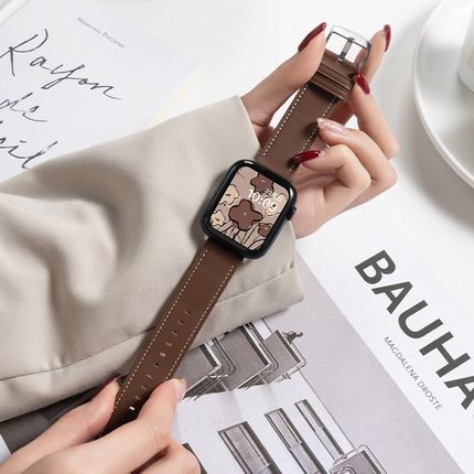 匠戴适用iwatch11苹果S11手表S10表带applewatch9真皮S7新款SE3高级透气7小众10创意S6男女5代运动智能watchs