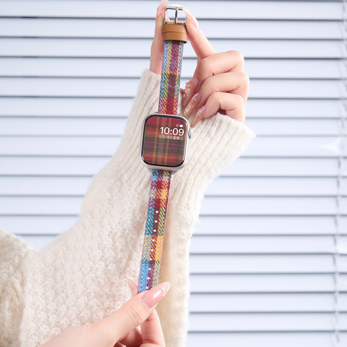 匠戴适用苹果S11手表iwatch11表带applewatch10秋冬格纹毛呢彩虹S10新款S9真皮11女款时尚se3运动智能S8高级,智能设备,智能手表手环表带/腕带,淘宝优惠券,粉丝福利购,淘宝优惠卷