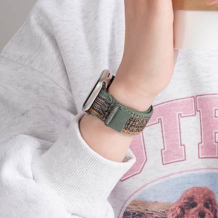 适用iwatch9表带S10苹果S9手表applewatch8新款S8夏季S7尼龙编织7表带SE女S6运动10男ultra2高级watchs