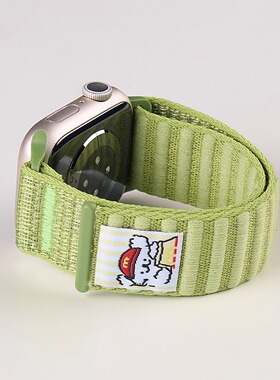 匠戴适用applewatch11表带苹果S11手表iwatch10可爱布贴尼龙S9新款编织腕带10女生11智能SE3男运动秋冬山地纹
