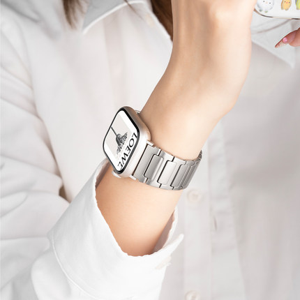 适用iwatch11表带S11苹果S9手表applewatch8不锈钢S7男S10运动7女款SE3夏季10创意S6新款6智能ultra3/2高级感