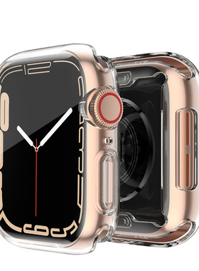 适用applewatch11保护壳S11苹果S10手表带iwatch9/8/SE全包10电镀TPU保护套软硅胶s7/s6透明40/41/44/45mm