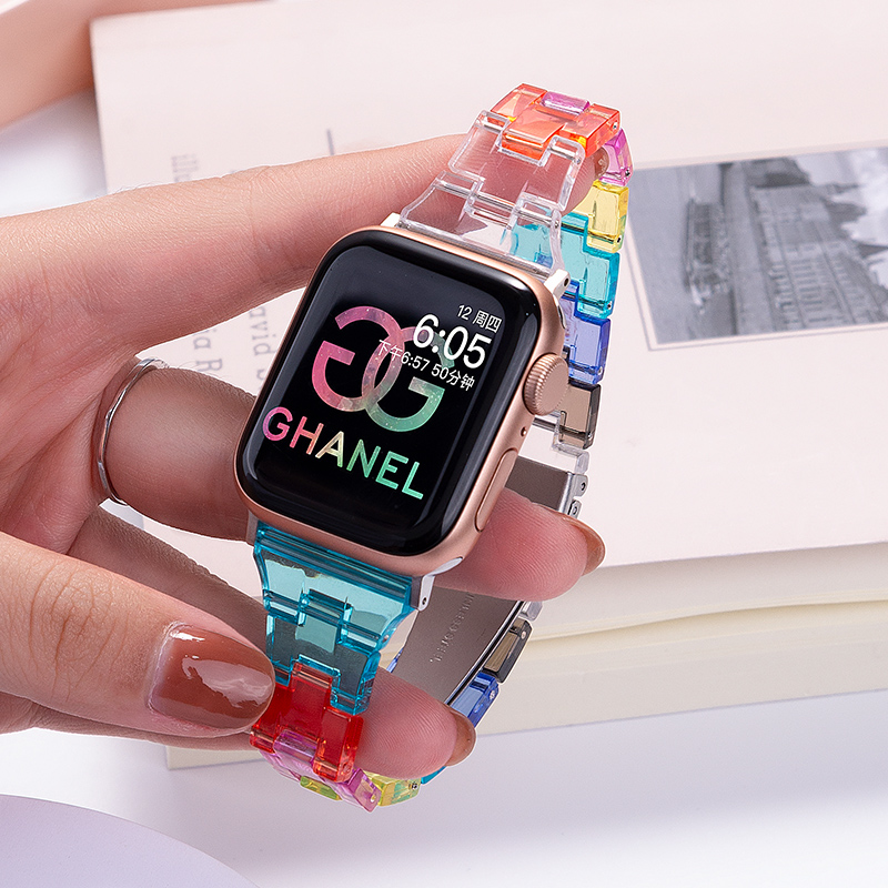 匠戴适用iWatch彩虹树脂表带
