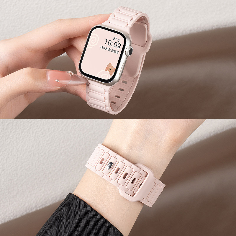 匠戴适用iwatch三珠方扣硅胶表带图片