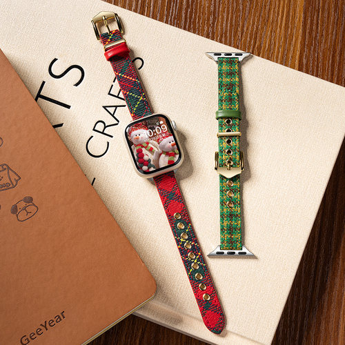 匠戴适用iwatch毛呢千鸟格皮表带