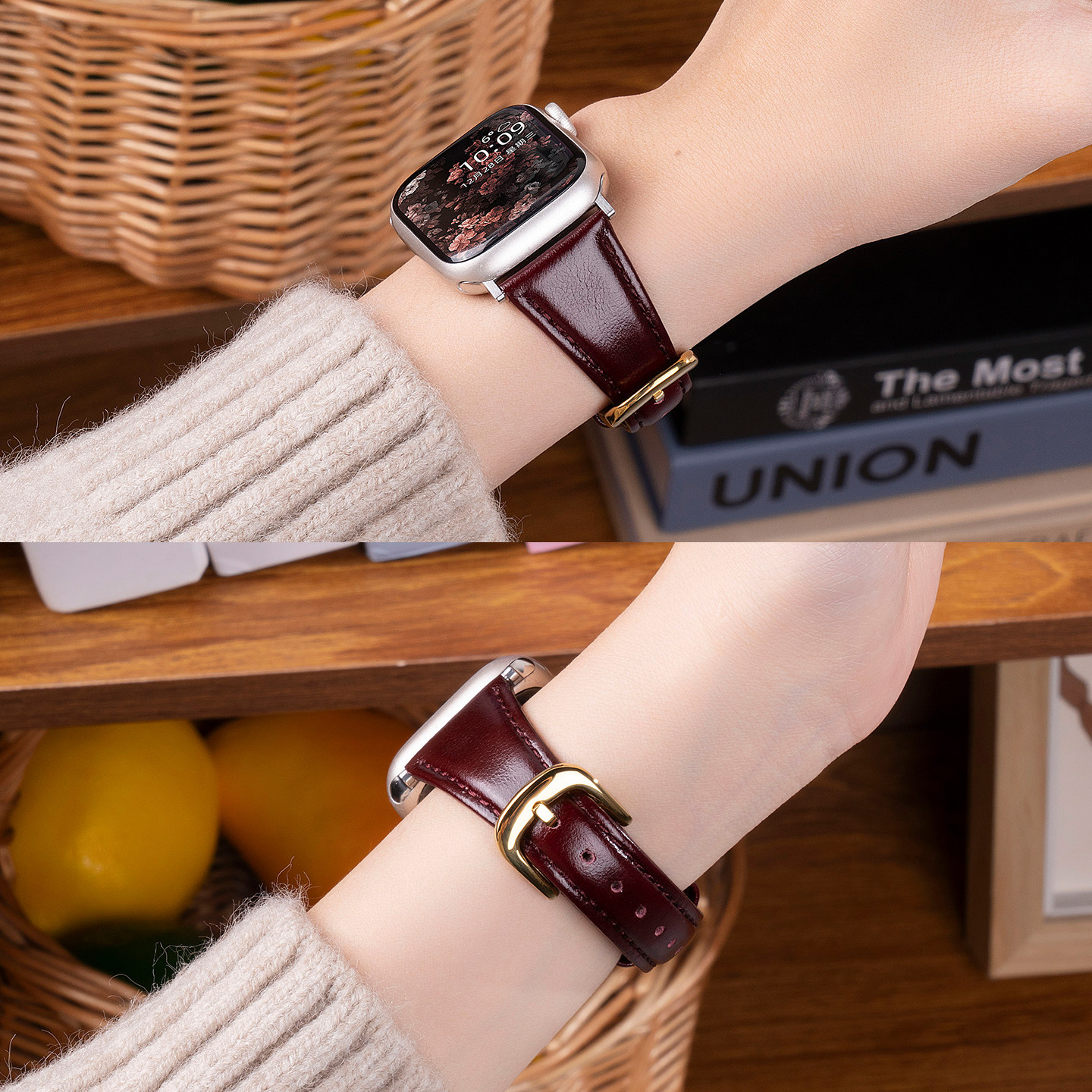 匠戴适用苹果S11手表iwatch11表带applewatch10油蜡皮秋冬美拉德S10新款S9女生时尚8小蛮腰皮SE3真11运动智能