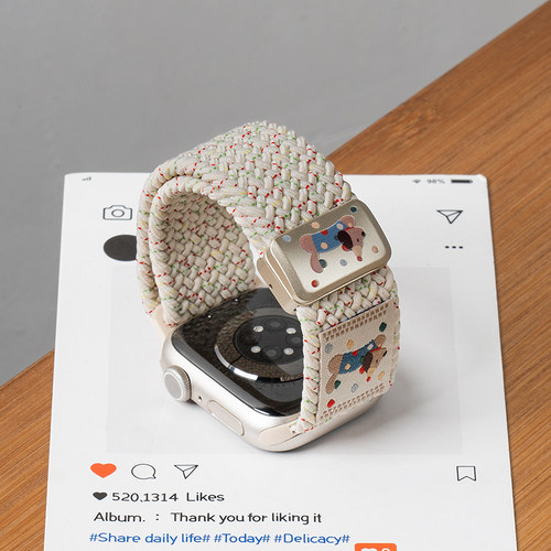 匠戴适用苹果S10手表磁吸编织带