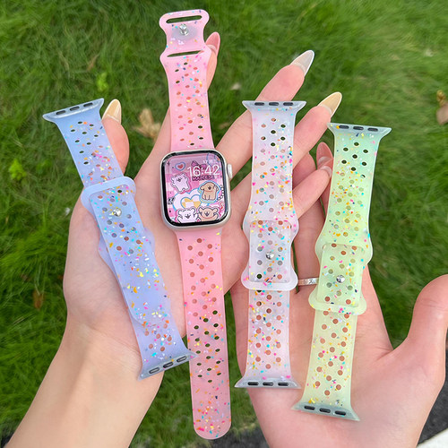 匠戴适用iWatch果冻硅胶彩屑表带