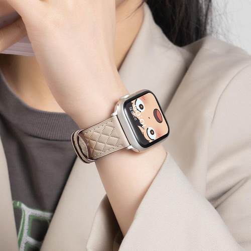 匠戴适用iwatch菱格纹真皮表带