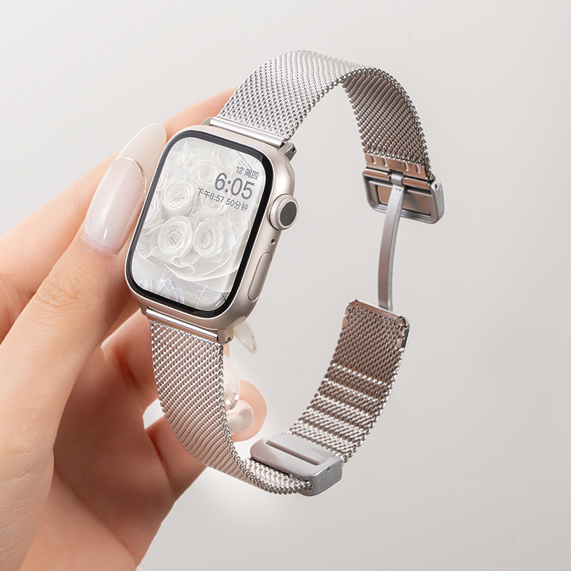 适用iwatch8表带S9苹果S8手表S7米兰尼斯Applewatch9新款夏天SE金属磁吸7透气S6高级ultra女款6男watchs运动 智能设备 智能手表手环表带/腕带 原图主图