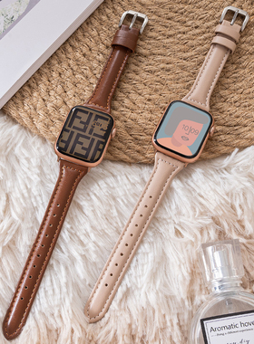 适用iwatch11表带applewatch9苹果S11手表S8真皮S7夏天个性se3小众新品S10女生10高级ultra智能watch运动新款