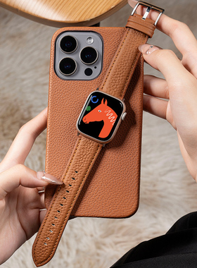 匠戴适用苹果S11手表iwatch9表带applewatch8真皮S10创意荔枝纹S8女款S7夏天S6时尚新款10智能se3运动7高级