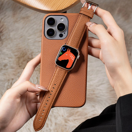 匠戴适用苹果S9手表iwatch9表带applewatch8真皮S10创意荔枝纹S8女款S7夏天S6时尚新款10智能SE运动7高级