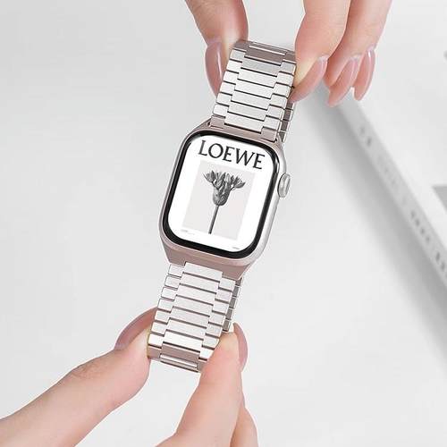 匠戴适用苹果手表磁吸竹节钢表带