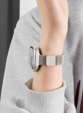 匠戴适用iwatch11表带苹果S10手表applewatch9细款米兰尼斯腕带10新款小蛮腰S9创意S8金属高级8夏天se3女运动